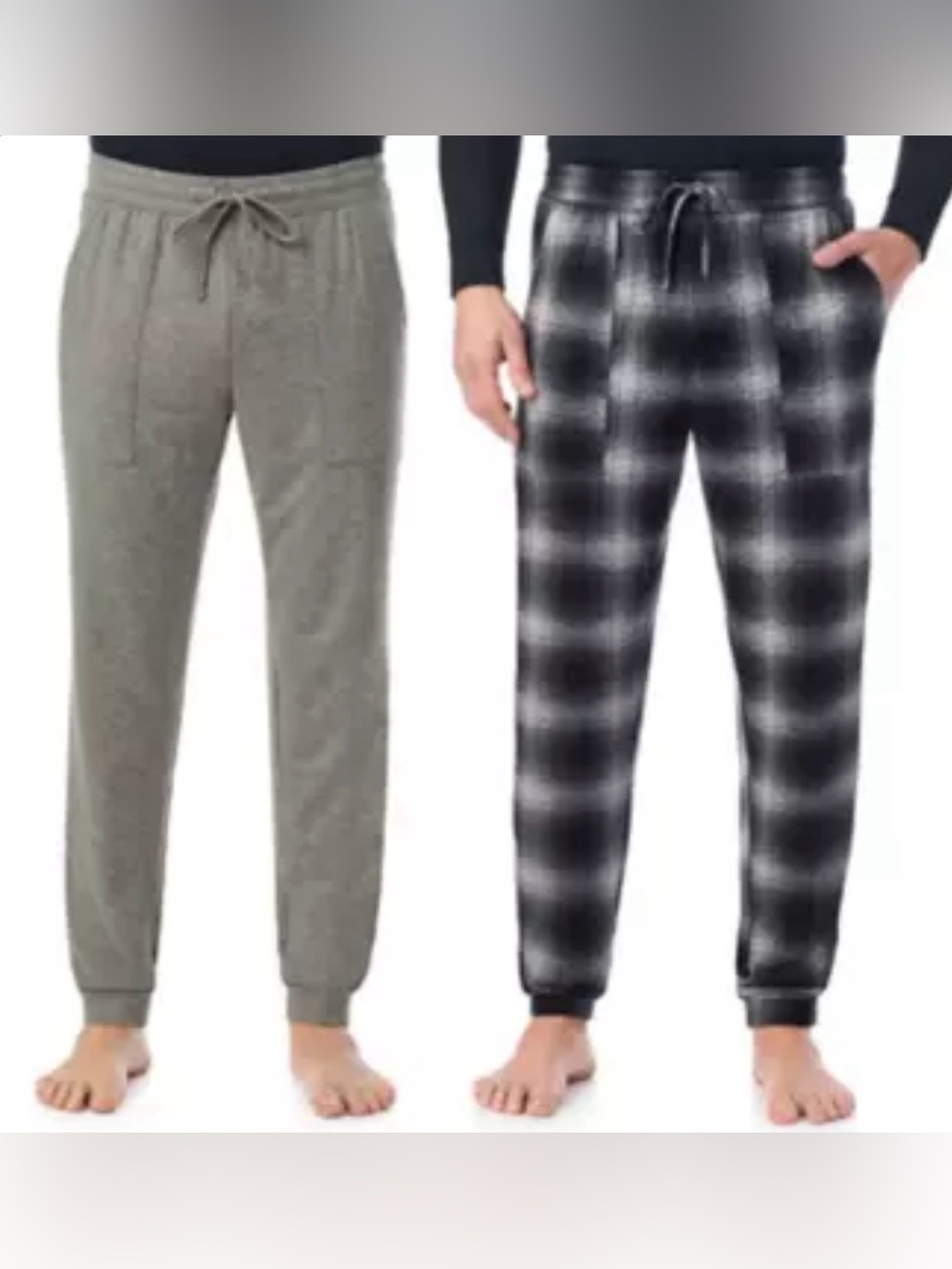 Men's Cuddl Duds 2 piece French Terry Banded Bottom Sleep Pajama Pants 2XL Gray
